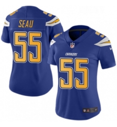 Womens Nike Los Angeles Chargers 55 Junior Seau Limited Electric Blue Rush Vapor Untouchable NFL Jersey