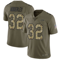 Chargers 32 Nasir Adderley Olive Camo Youth Stitched Football Limited 2017 Salute to Service Jersey