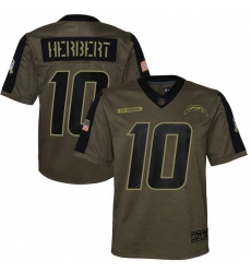 Youth Los Angeles Chargers Justin Herbert Nike Olive 2021 Salute To Service Game Jersey