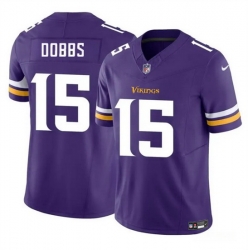 Men Minnesota Vikings 15 Josh Dobbs Purple 2023 F U S E  Vapor Untouchable Limited Stitched Jersey