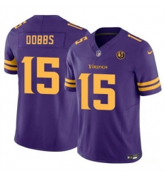 Men Minnesota Vikings 15 Josh Dobbs Purple 2023 F U S E  With John Madden Patch Color Rush Limited Stitched Football Jersey