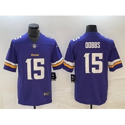 Men Minnesota Vikings 15 Josh Dobbs Purple Vapor Untouchable Limited Stitched JerseyS