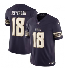 Men Minnesota Vikings  18 Justin Jefferson Deep Purple 2026 F U S E  Rivalries Collection Limited Stitched Football Jersey