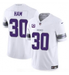 Men Minnesota Vikings 30 C J  Ham White 2024 F U S E  With 4 Star C Patch Winter Warrior Limited Stitched Jersey