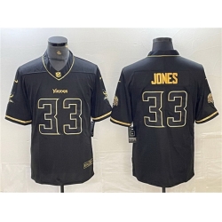 Men Minnesota Vikings 33 Aaron Jones Black Golden Edition Limited Stitched Jersey