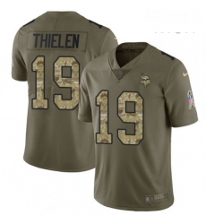 Mens Nike Minnesota Vikings 19 Adam Thielen Limited OliveCamo 2017 Salute to Service NFL Jersey