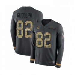 Mens Nike Minnesota Vikings 82 Kyle Rudolph Limited Black Salute to Service Therma Long Sleeve NFL Jersey