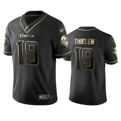 Vikings 19 Adam Thielen Black Men Stitched Football Limited Golden Edition Jersey