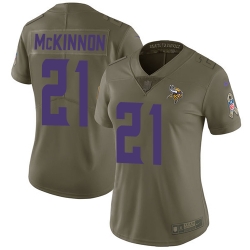 Nike Vikings #21 Jerick McKinnon Olive Womens Stitched NFL Limited 2017 Salute to Service Jersey