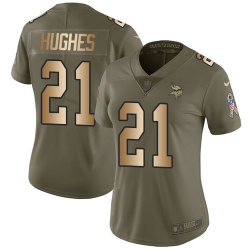 Nike Vikings #21 Mike Hughes Olive Gold Womens Stitched NFL Limited 2017 Salute to Service Jersey