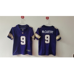 Women Minnesota Vikings 9 J J  McCarthy Purple F U S E Throwback Vapor Untouchable Limited Stitched Jersey