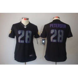 Women Nike Minnesota Vikings #28 Peterson Black Jerseys[Impact Limited]