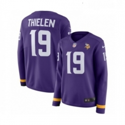 Womens Nike Minnesota Vikings 19 Adam Thielen Limited Purple Therma Long Sleeve NFL Jersey