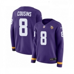 Womens Nike Minnesota Vikings 8 Kirk Cousins Limited Purple Therma Long Sleeve NFL Jersey