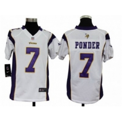 Nike Youth NFL Minnesota Vikings #7 Christian Ponder White Jerseys