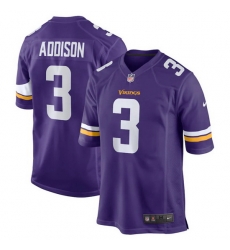 Youth Minnesota Vikings Minnesota Vikings 3 Jordan Addison Purple 2023 Draft Stitched Game Jersey