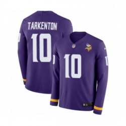 Youth Nike Minnesota Vikings 10 Fran Tarkenton Limited Purple Therma Long Sleeve NFL Jersey