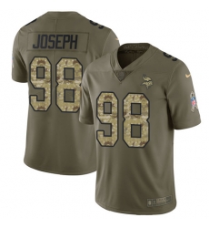 Youth Nike Vikings #98 Linval Joseph Olive Camo Stitched NFL Limited 2017 Salute to Service Jersey