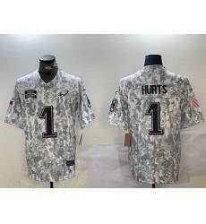 Men Philadelphia Eagles 1 Jalen Hurts 2024 F U S E Arctic Camo Salute To Service Limited Stitched Football jerseys