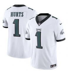 Men Philadelphia Eagles 1 Jalen Hurts White 2023 F.U.S.E. Vapor Untouchable Limited Stitched Football Jersey