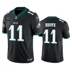 Men Philadelphia Eagles 11 A  J  Brown Black 2023 F U S E  With 4 Star C Patch Vapor Untouchable Limited Stitched Football Jersey