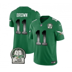 Men Philadelphia Eagles 11 A  J  Brown Green 2023 F U S E  Throwback Vapor Untouchable Limited Stitched Football Jersey