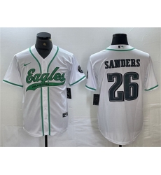 Men Philadelphia Eagles 26 Saquon Barkley White Cool Base Baseball Stitched Jersey