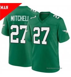 Men Philadelphia Eagles ＃27 Quinyon Mitchell Game Green Kelly Stitched Jersey