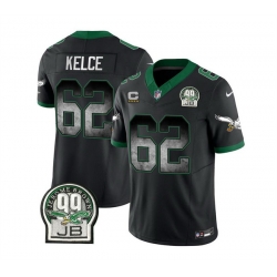 Men Philadelphia Eagles 62 Jason Kelce Black 2023 F U S E  With 4 Star C Patch Throwback Vapor Untouchable Limited Stitched Football Jersey