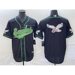 Men Philadelphia Eagles Black Team Big Logo Cool Base Stitched Baseball Jersey