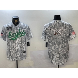 Men Philadelphia Eagles big logo 2024 F U S E Arctic Camo Salute To Service Limited Stitched Jersey 10