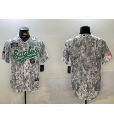 Men Philadelphia Eagles big logo 2024 F U S E Arctic Camo Salute To Service Limited Stitched Jersey 16