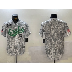 Men Philadelphia Eagles big logo 2024 F U S E Arctic Camo Salute To Service Limited Stitched Jersey 16