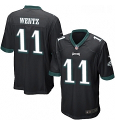 Mens Nike Philadelphia Eagles 11 Carson Wentz Game Black Alternate NFL Jersey