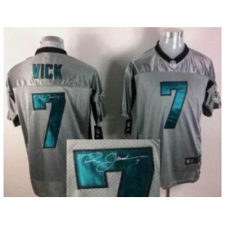 Nike Philadelphia Eagles 7 Michael Vick Grey Elite Shadow Signed NFL Jersey