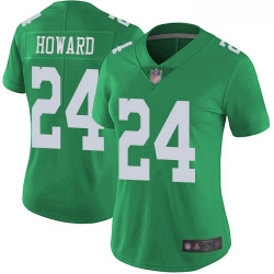 Eagles #24 Jordan Howard Green Women Stitched Football Limited Rush Jersey