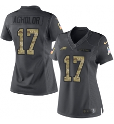 Nike Eagles #17 Nelson Agholor Black Womens Stitched NFL Limited 2016 Salute to Service Jersey