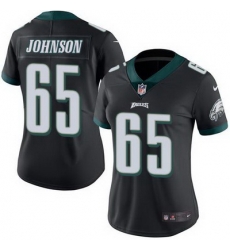 Nike Eagles #65 Lane Johnson Black Womens Stitched NFL Limited Rush Jersey