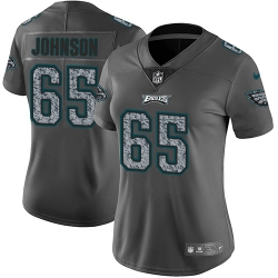 Nike Eagles #65 Lane Johnson Gray Static Womens NFL Vapor Untouchable Game Jersey