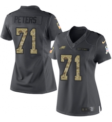 Nike Eagles #71 Jason Peters Black Womens Stitched NFL Limited 2016 Salute to Service Jersey