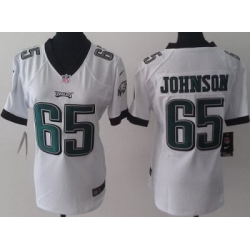 Women Nike Philadelphia Eagles 65 Johnson White NFL Jerseys