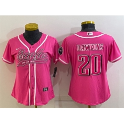 Women Philadelphia Eagles 20 Brian Dawkins Pink With Patch Cool Base Stitched Baseball Jersey