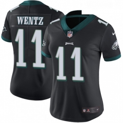 Womens Nike Philadelphia Eagles 11 Carson Wentz Black Alternate Vapor Untouchable Limited Player NFL Jersey