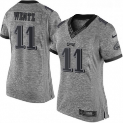 Womens Nike Philadelphia Eagles 11 Carson Wentz Limited Gray Gridiron NFL Jersey