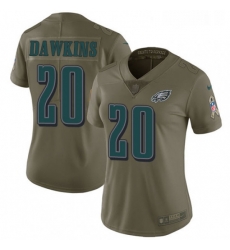 Womens Nike Philadelphia Eagles 20 Brian Dawkins Limited Olive 2017 Salute to Service NFL Jersey