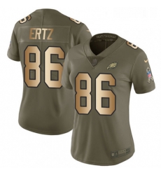 Womens Nike Philadelphia Eagles 86 Zach Ertz Limited OliveGold 2017 Salute to Service NFL Jersey