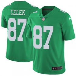 Nike Eagles #87 Brent Celek Green Youth Stitched NFL Limited Rush Jersey