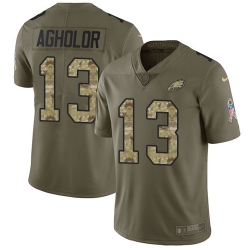 Youth Nike Eagles #13 Nelson Agholor Olive Camo Stitched NFL Limited 2017 Salute to Service Jersey