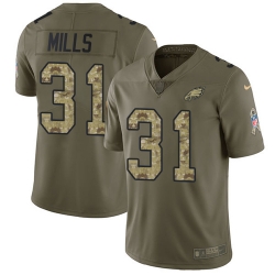 Youth Nike Eagles #31 Jalen Mills Olive Camo Stitched NFL Limited 2017 Salute to Service Jersey