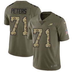 Youth Nike Eagles #71 Jason Peters Olive Camo Stitched NFL Limited 2017 Salute to Service Jersey